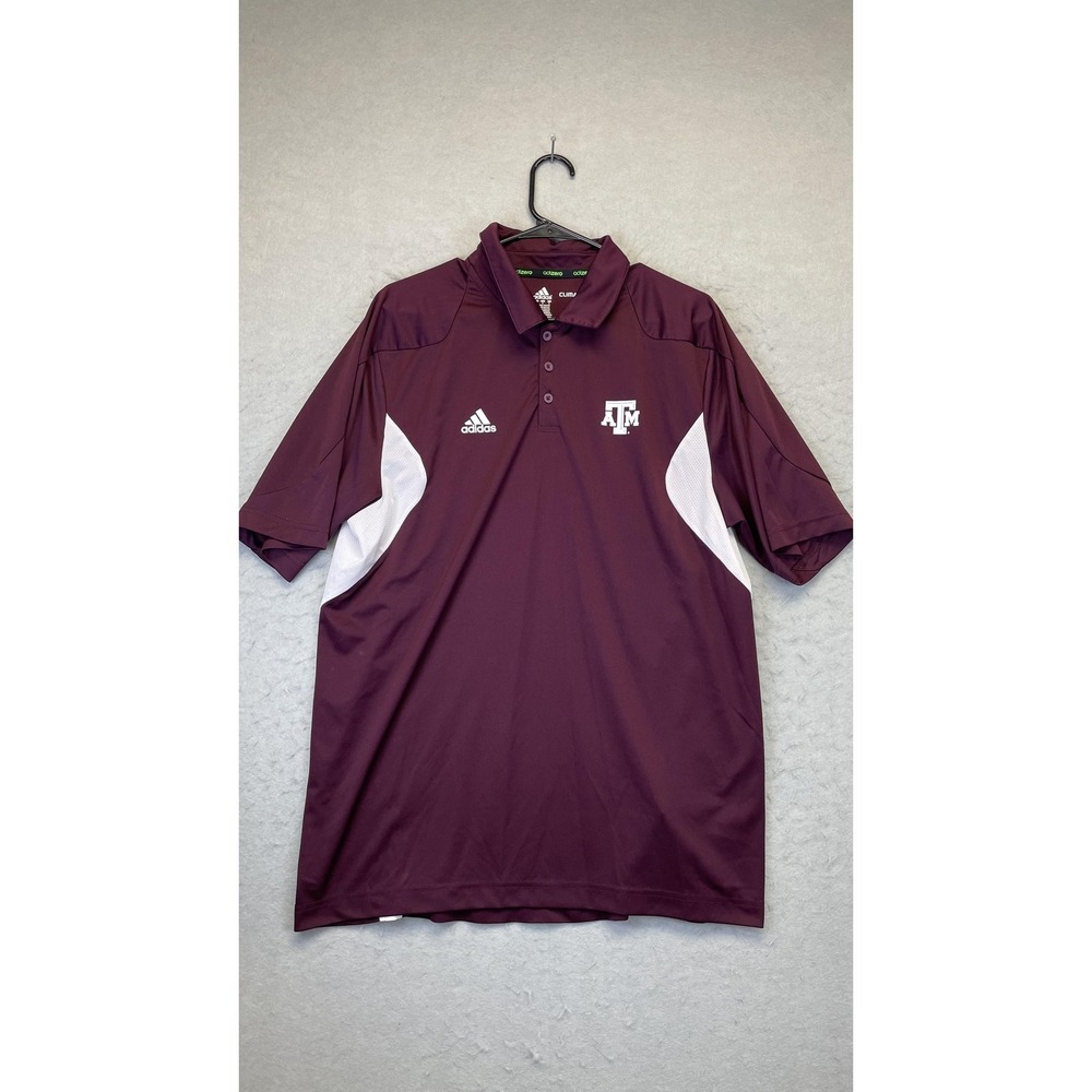 Texas A&M‎ Aggies Shirt Maroon White NCAA College Football Polo adizero Adidas
